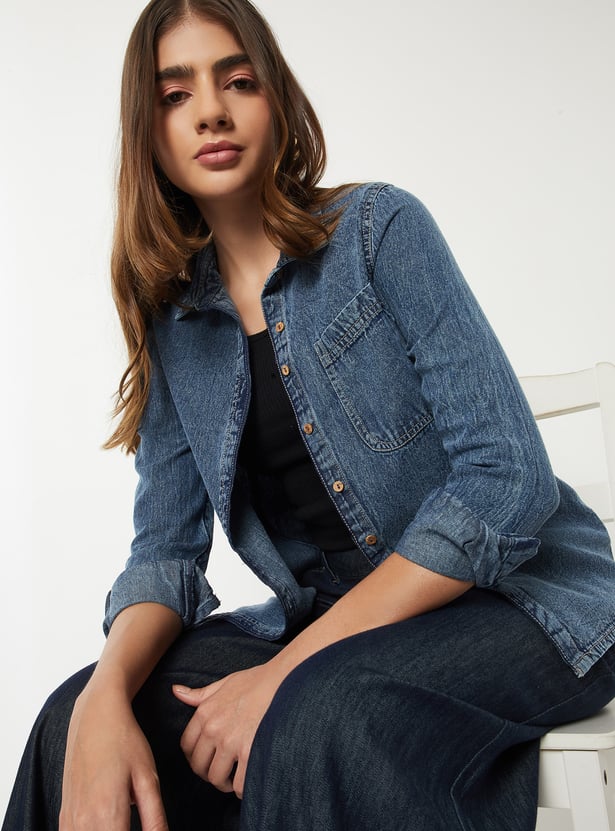 Women Washed Denim Shirt