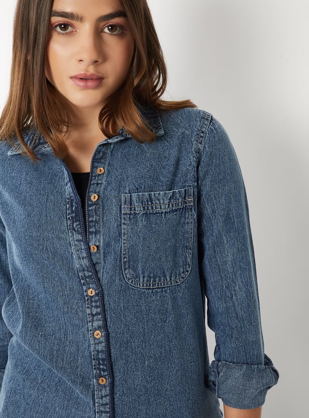 Women Washed Denim Shirt