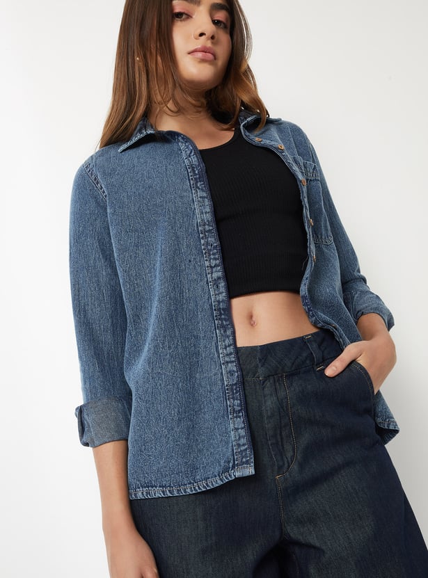 Women Washed Denim Shirt