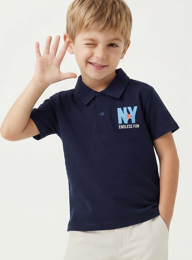 Boys Back Print Polo T-shirt