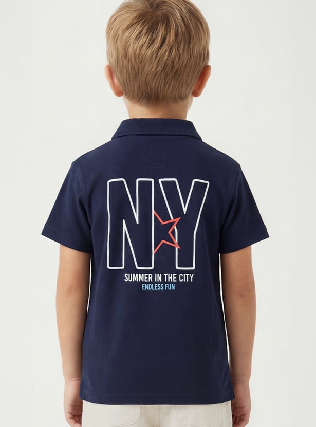 Boys Back Print Polo T-shirt