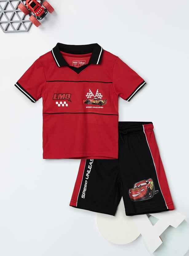Boys Cars Character Print Shorts Set
