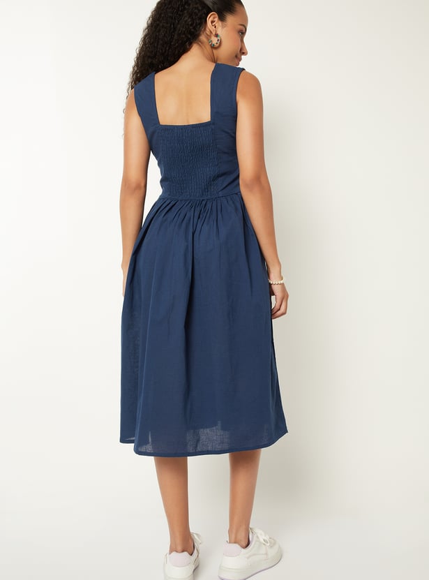 Women Solid Fit & Flared Dress