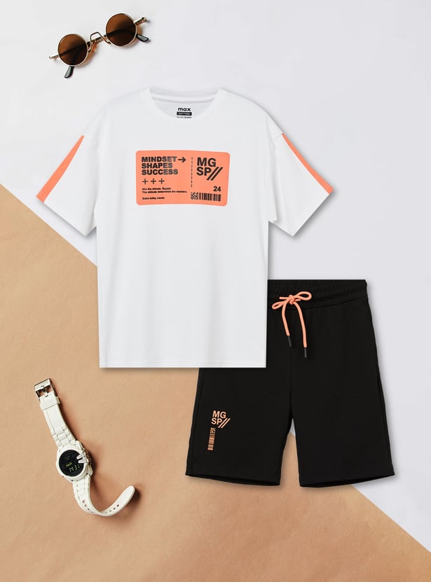 Boys Printed T-shirt with Shorts Set