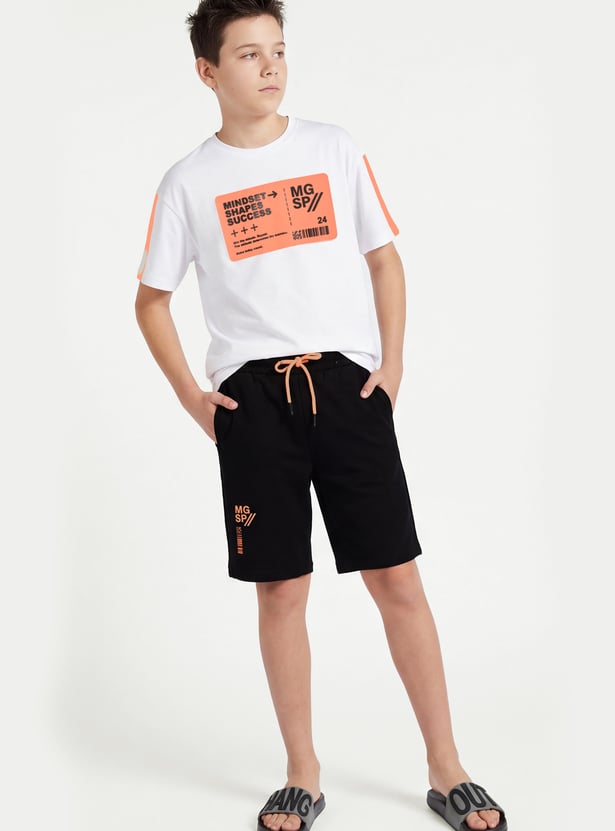 Boys Printed T-shirt with Shorts Set