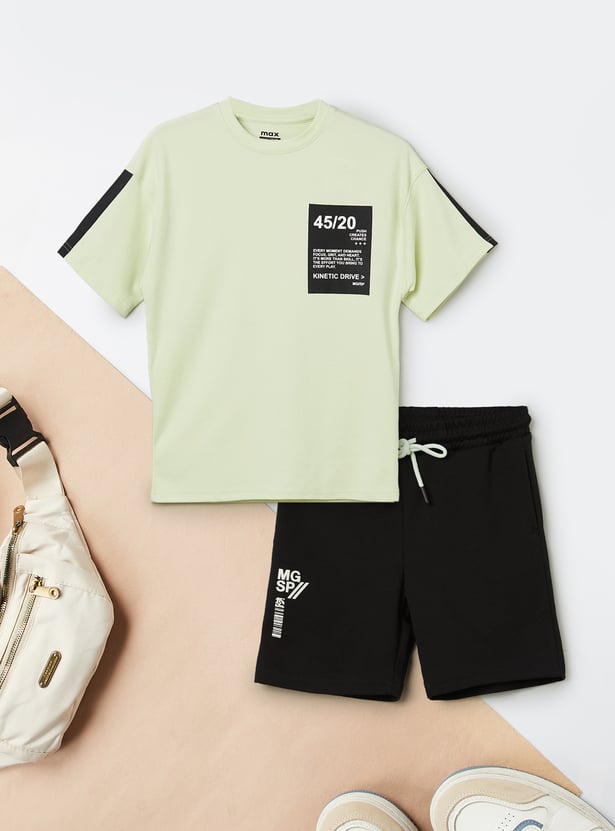 Boys Solid Shorts Set