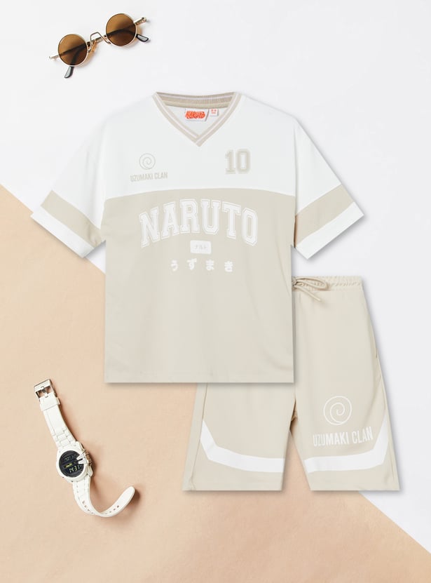 Boys Naruto Printed Shorts Set