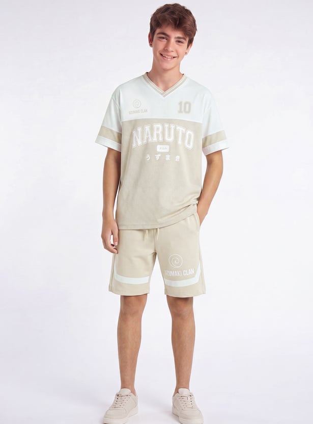Boys Naruto Printed Shorts Set