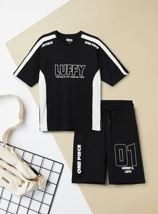 Boys One Piece Character Print Shorts Set