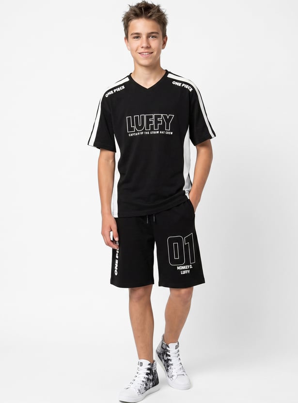 Boys One Piece Character Print Shorts Set
