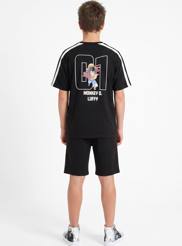 Boys One Piece Character Print Shorts Set