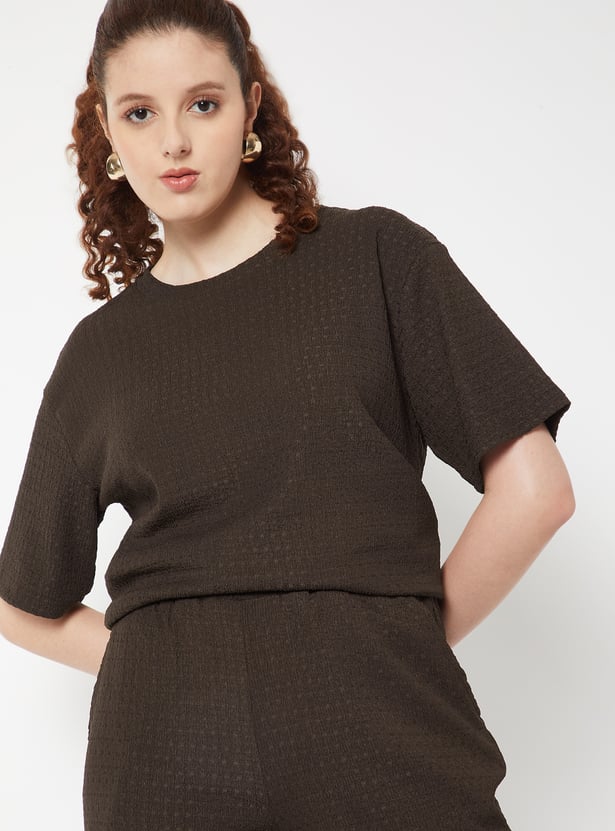 Buy Women Textured T-shirt Online at just Rs. 399.0
