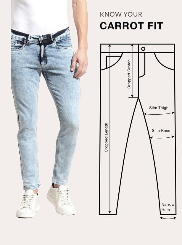 Men Washed Carrot Fit Jeans