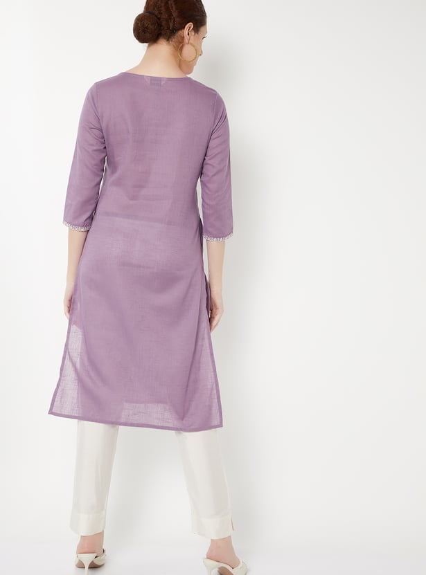 Women Embroidered Straight Kurta