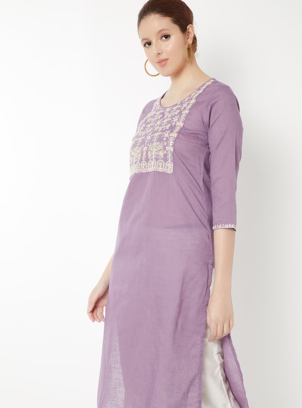 Women Embroidered Straight Kurta