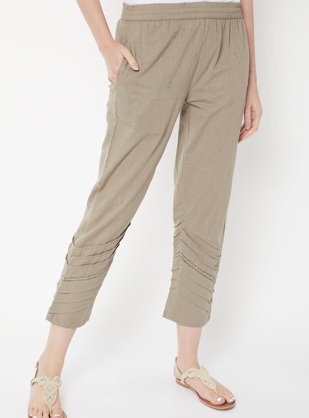 Women Embroidered Straight Pants
