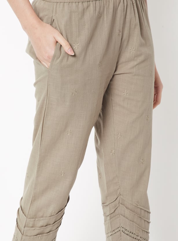 Women Embroidered Straight Pants