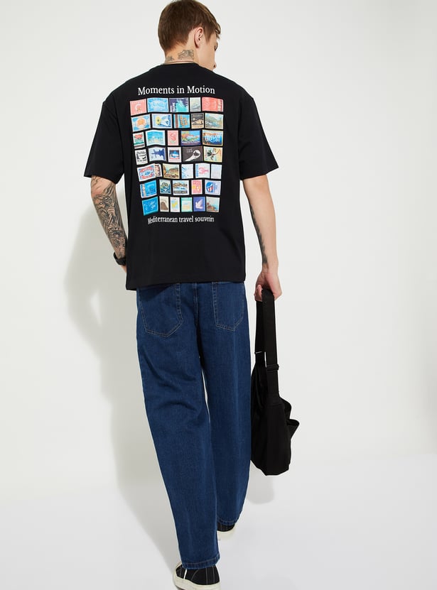 URB_N Men Back Print Oversized T-shirt