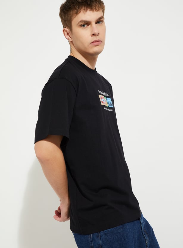 URB_N Men Back Print Oversized T-shirt