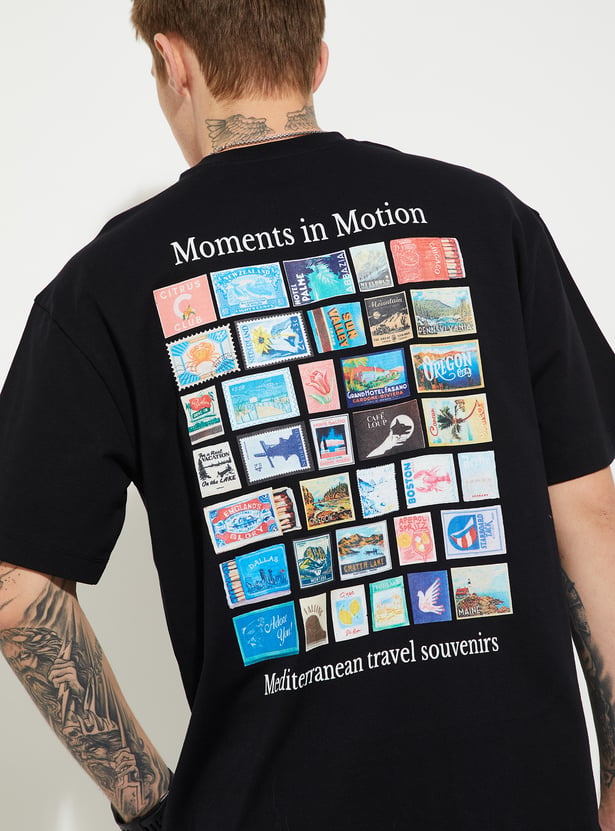 URB_N Men Back Print Oversized T-shirt