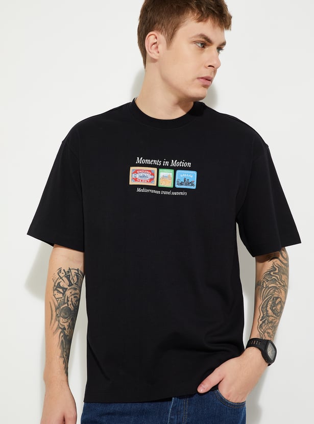 URB_N Men Back Print Oversized T-shirt