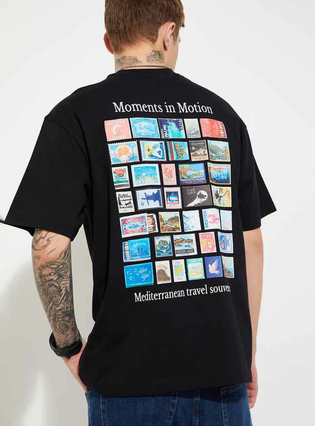 URB_N Men Back Print Oversized T-shirt