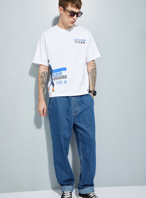 URB_N Men Jujutsu Kaisen Print Oversized T-shirt