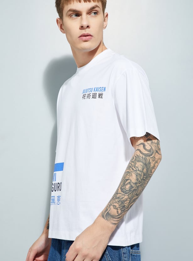 URB_N Men Jujutsu Kaisen Print Oversized T-shirt