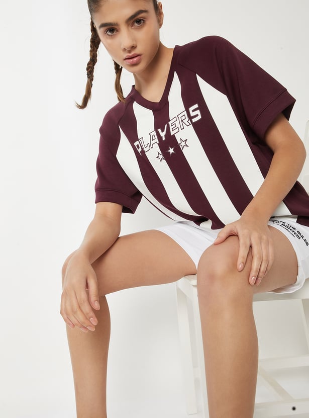 Women Striped Boxy Fit Buttersoft Sports T-shirt