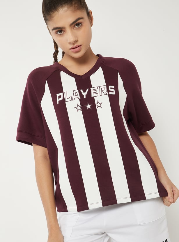 Women Striped Boxy Fit Buttersoft Sports T-shirt