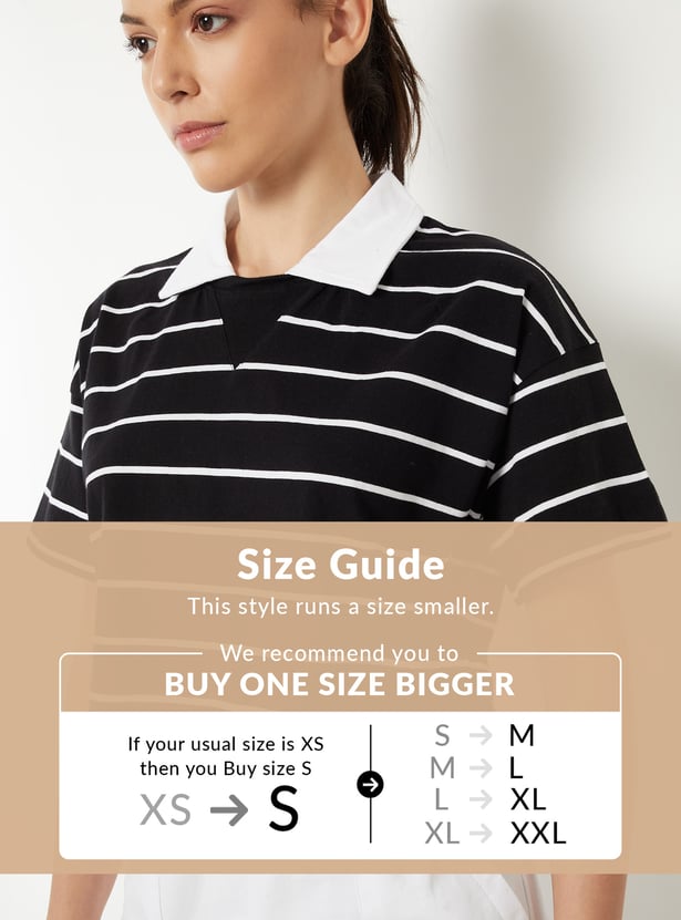 Women Striped Polo T-shirt