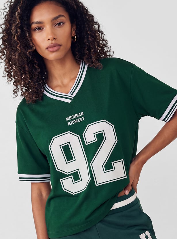 Women Printed Boxy Fit Sports T-shirt