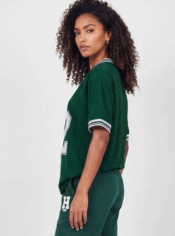 Women Printed Boxy Fit Sports T-shirt