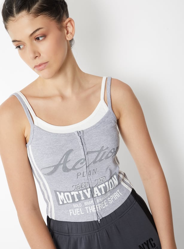 Women Typographic Print Athleisure Tank Top