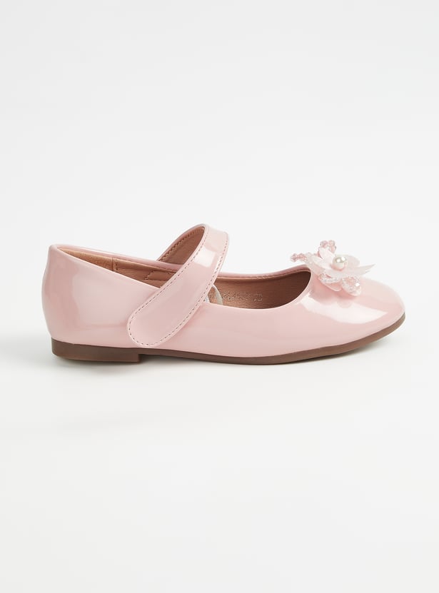 Girls Embellished Mary Janes with Velcro Closure