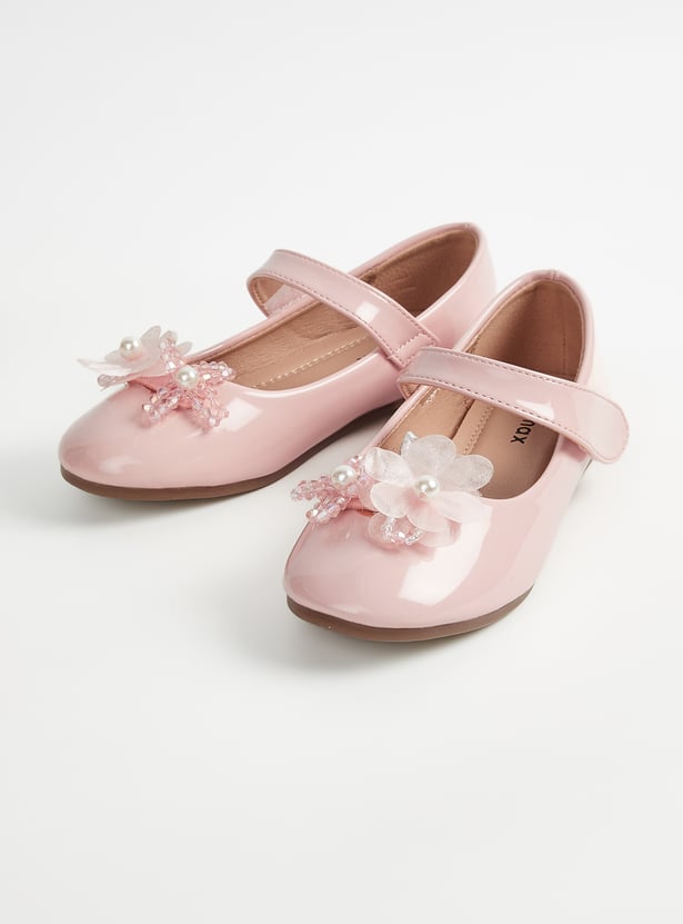 Girls Embellished Mary Janes with Velcro Closure