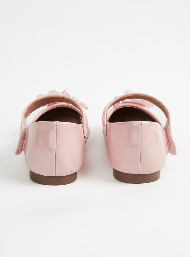 Girls Embellished Mary Janes with Velcro Closure