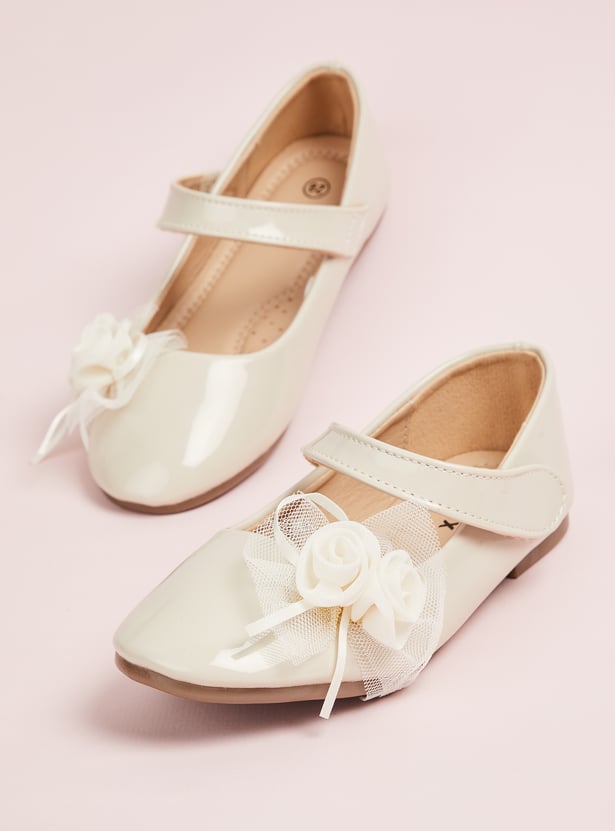 Girls Floral Applique Mary Janes