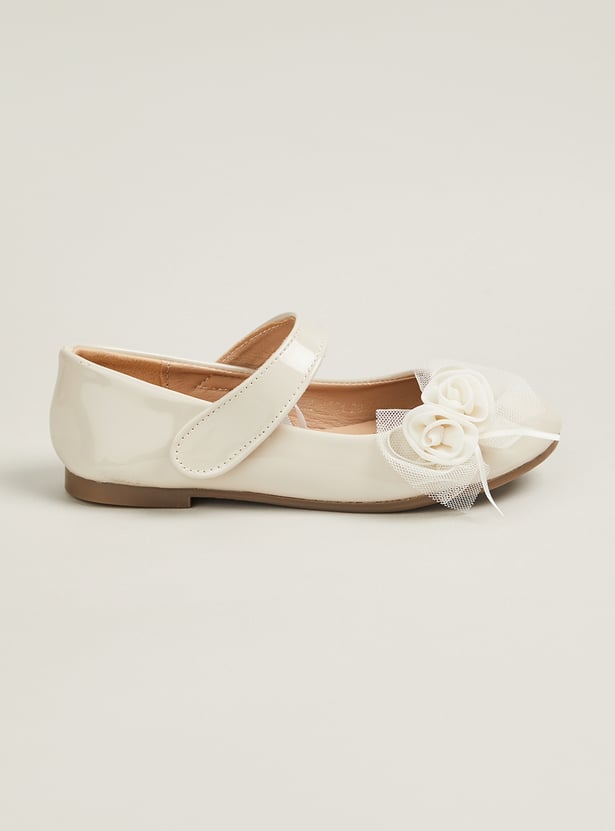 Girls Floral Applique Mary Janes
