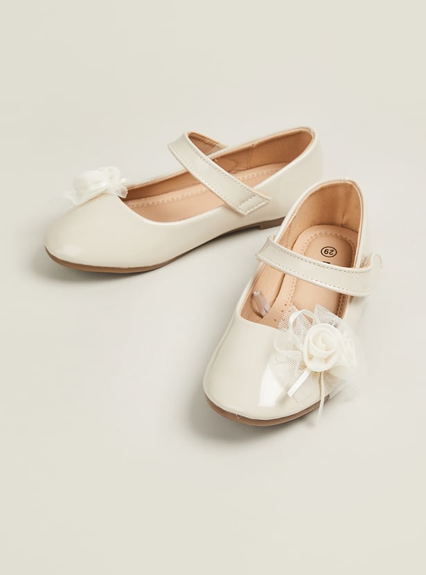 Girls Floral Applique Mary Janes
