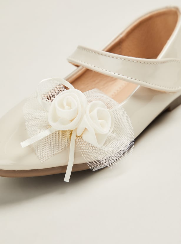 Girls Floral Applique Mary Janes