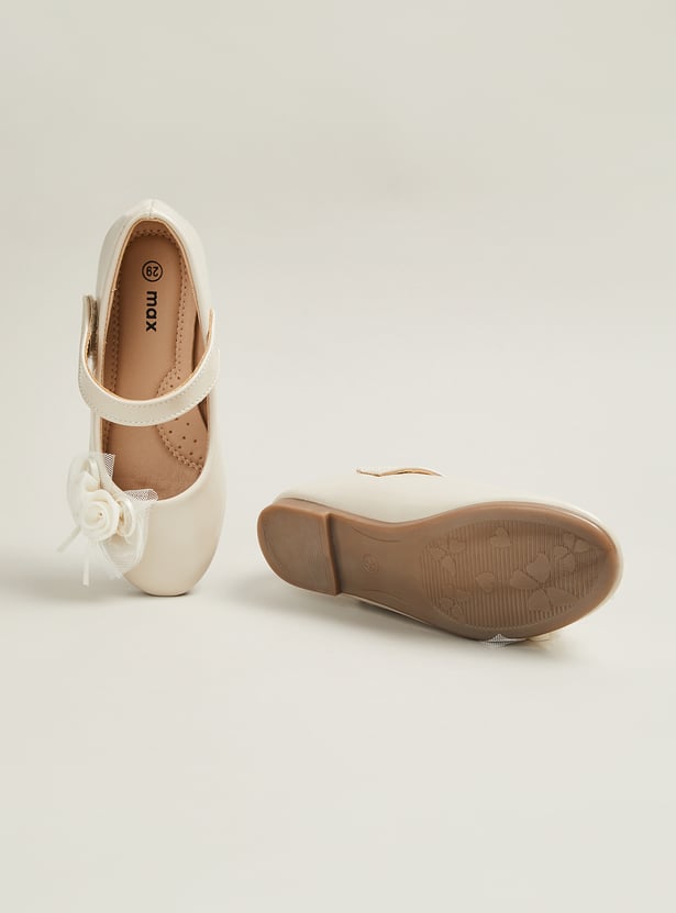 Girls Floral Applique Mary Janes