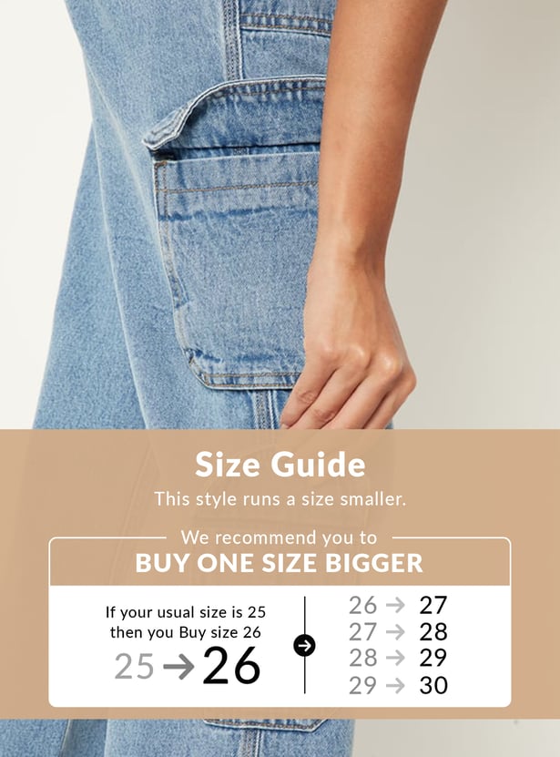 Women Washed Cargo Jeans
