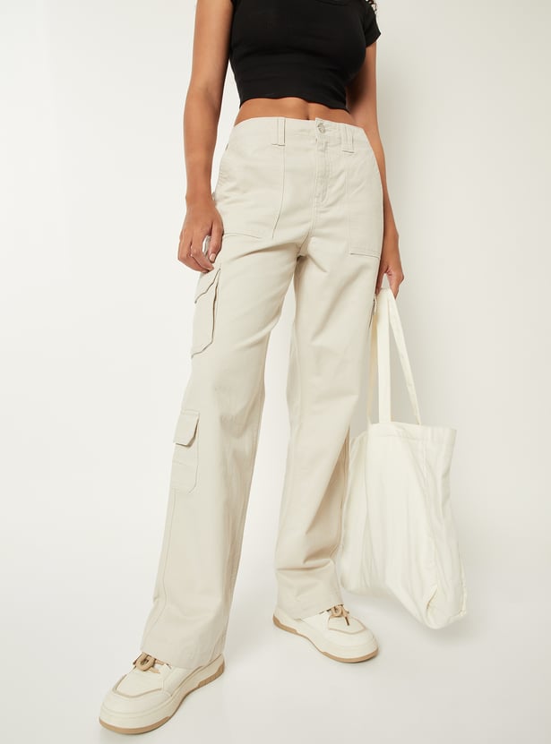 Women Solid Cargo Trousers