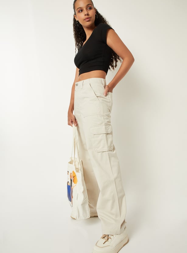 Women Solid Cargo Trousers