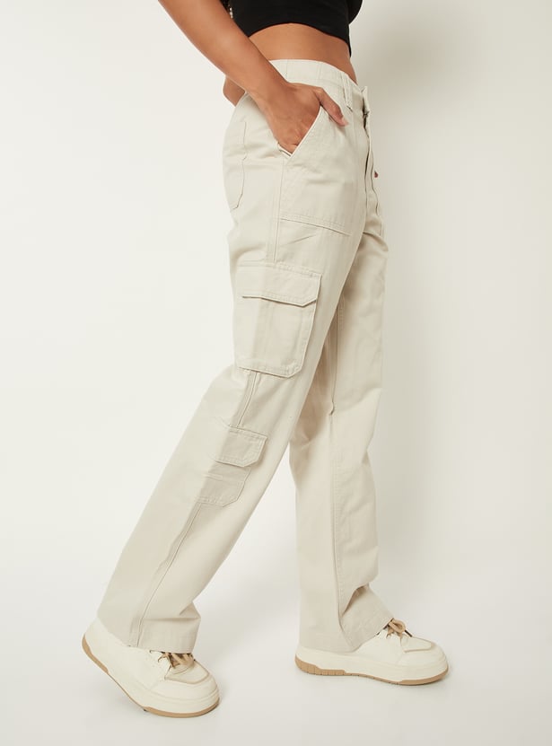 Women Solid Cargo Trousers