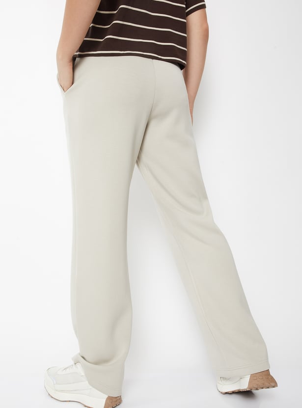 Women Solid Wide Leg Track Pants