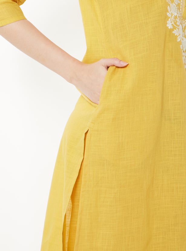 Women Embroidered Straight Kurta Set