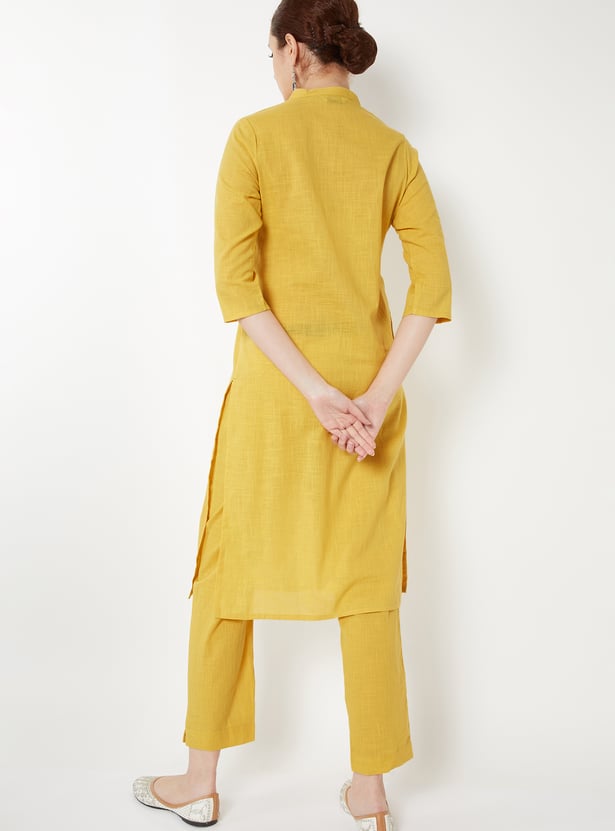 Women Embroidered Straight Kurta Set