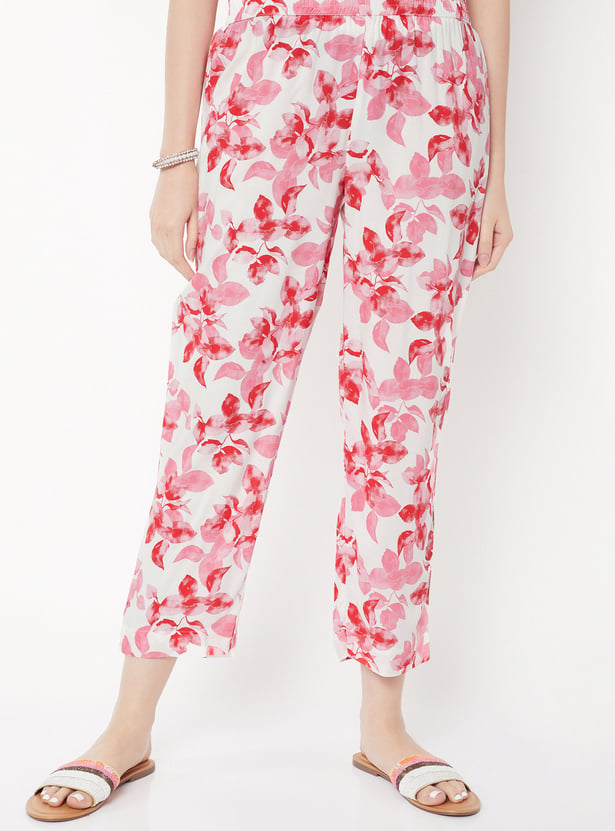 Women Floral Print Straight Pants